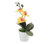 Artificial Phalaenopsis Bonsai 3D Fake Flower Potted Plant | Plastic Material, Lifelike 3-leaf Design, No Watering Needed,For Office Decor, Compact 26X12x12cm Size