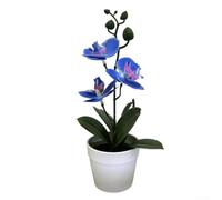 Artificial Phalaenopsis Bonsai 3D Fake Flower Potted Plant | Plastic Material, Lifelike 3-leaf Design, No Watering Needed,For Office Decor, Compact 26X12x12cm Size
