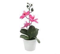 Artificial Phalaenopsis Bonsai 3D Fake Flower Potted Plant | Plastic Material, Lifelike 3-leaf Design, No Watering Needed,For Office Decor, Compact 26X12x12cm Size