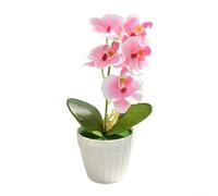 Artificial Phalaenopsis Bonsai Indoor Decoration Small Simulation Flower Plant Ornament Maintenance-Free Realistic Floral Arrangement for Home Office Table Desk Shelf Decor(Pink)