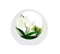Artificial Phalaenopsis Moonshaped Orchid Plant in Stylish Wall Mounted Pot with Adjustable Branches for Personalized Indoor Display (White)
