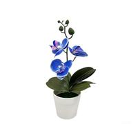 Artificial Phalaenopsis Orchid Bonsai 25cm Real Touch(Blue)