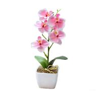 Artificial Phalaenopsis Orchid Potted Plant With 5 Blooming Heads, Realistic Plastic Floral Arrangement For Home, Office, Wedding, Party And Shop Decoration, Vibrant Color Fake Flower Pot(pink)