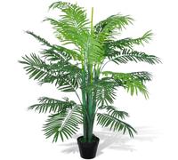 Artificial Phoenix Palm Tree 130cm Green Polyester Leaves Plastic Trunk Pot Iron