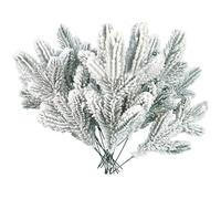 Artificial Pine Branches, 24PCS 11 Inch Frosted Snowy Christmas Foliage, Plastic Christmas Greenery Stems, DIY Tree Picks for Winter Crafts Wreaths Garlands Flower Arrangement.