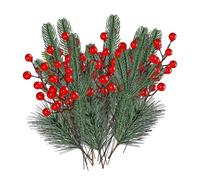 Artificial Pine Branches - Christmas Foliage | 60 Pieces Artificial Green Plants, Christmas Real Touch Greens Plants Pine Needles Faux Holiday Decoration Green Plant For Porches Fireplaces Front Door