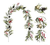 Artificial Pine Garland 200cm Red Berries Cones(53)