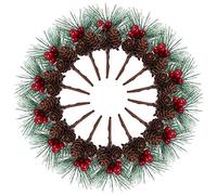 Artificial Pine Picks,20 Pack Rustic Snowy Small Artificial Pine Tree for Christmas Flower Arrangements Wreaths,Fake Berries Pinecones for Garden Christmas Party Table Decorations