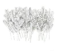 Artificial Pine Stems 15Pack PVC Wire Indoor Outdoor Use(2) | Realistic snowy tips, lifelike green texture, 15 pieces per pack, for ideal for natural holiday look