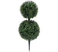Artificial Pine Topiary 60cm Double Ball Outdoor(Green Shrub)