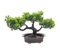 Artificial Pine Tree Bonsai Decor, Green Plastic Desktop Plant Ornament | Realistic Shape with Leaf Texture, Flat Bottom for Stable Placement on Tables, Shelves and Bedside Furniture, Winter