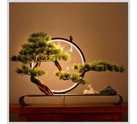 Artificial Pine Tree - Faux Potted Plant with Lamp & Backflow Incense - Realistic Decoration for Home, Office, Bedroom, Farmhouse - Zen Welcome Design