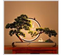 Artificial Pine Tree - Faux Potted Plant with Lamp & Backflow Incense - Realistic Decoration for Home, Office, Bedroom, Farmhouse - Zen Welcome Design