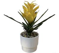 Artificial Pineapple Flower Plant with Detailed Botanical Features for Indoor For Table Shelf Display (Yellow)
