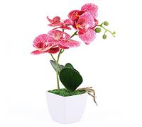 Artificial Pink and White Orchid Plant 30cm Tall ,Artificial Faux Plants Tree In Pot Garden Plant Phalaenopsis Orchid Houseplant for Indoor Decoration,Home Decor Wedding Table Centerpiece