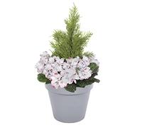 Artificial Pink Geranium Grey Patio Planter 60cm/24in