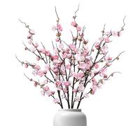 Artificial Pink Plum Blossom Flowers 4PCS Fake Cherry Blossom Branches 38" | Artificial Silk Flowers Fake Flowers Tree Stems Desk Spring Decoration for Wedding Home Party Table Vase Decor