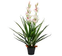 vidaXL Artificial Cymbidium Orchid Plant with Pot 100cm Green Fake Flora Decor