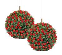 Artificial Plant Baubles Made of Artificial Boxwood - Plant Decorative Balls | Pack of 2 Rustproof Hanging Decorative Ornaments for Home Garden Patio Balcony Wedding Celebration