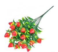 Artificial Plant Featuring 7 Plastic Lucky Fruits Lemon Pomegranate Mango Orange Peach Strawberry for Hospitality and For Wedding Decoration (Strawberry)
