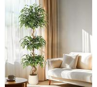 Artificial Plant Ficus Tree, 180cm Tall Leaf Topiary Bay Tree Laurel Ball Decorative Faux Plants in Pot, Fake Ficus Tree for Home Decor, Artificial Plants Indoor for Indoor Office Living Room