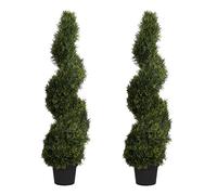 Artificial Plant, Realistic Indoor and Outdoor Fake Plant in Pot, Artificial Cedar Spiral Tree, UV and Water Resistant, Perfect for Gardens, by Blooming Artificial (120cm, 2 pack)