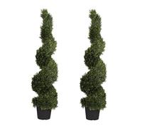 Artificial Plant, Realistic Indoor and Outdoor Fake Plant in Pot, Artificial Cedar Spiral Tree, UV and Water Resistant, Perfect for Gardens, by Blooming Artificial (150cm, 2 pack)