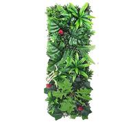Artificial Plant Wall Panel 25×75cm, Modular Faux Greenery Wall with Realistic Plants and Flowers for Background Wall, Flower Wall, Branding Wall and Event Decoration (D)