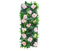 Artificial Plant Wall Panel 25×75cm, Modular Faux Greenery Wall with Realistic Plants and Flowers for Background Wall, Flower Wall, Branding Wall and Event Decoration (E)