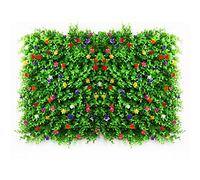 Artificial Plant With Flowers Privacy Fence Screen UV Protected For Outdoor Garden Backyard Artificial Ivy Screening Roll Flower Fence,Artificial Leaf Screening, Expanding Trellis Fence(40*60CM) (B)