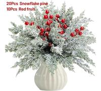 Artificial Plants Cypress Leaves Christmas Tree Red Fruits Wedding Decorations Table Room Outdoor J0E2 Gi Flower Yard Garden