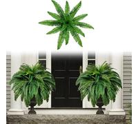 Artificial Plants in Basket, Fake Seaweed Ferns, UV Resistant Artificial Outdoor Plants for Home Garden Patio Indoor Outdoor Decoration(28leaves,1pcs)
