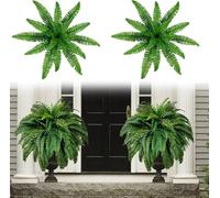Artificial Plants in Basket, Fake Seaweed Ferns, UV Resistant Artificial Outdoor Plants for Home Garden Patio Indoor Outdoor Decoration(28leaves,2pcs)