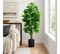 Artificial Plants Indoor 5FT, Faux Fiddle Leaf Fig Tree with Black Pot