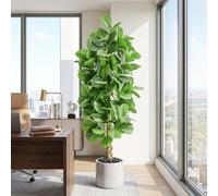 Artificial Plants Indoor 6FT, Faux Fiddle Leaf Fig Tree with Black Pot