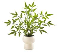 Artificial Plants Indoor Artificial Bamboo Decor 36cm Ceramic Potted Plants | Artificial Bamboo Plant for Tabletop Home Decor Housewarming Gift Fake Green Foliage for Indoor Table Decorative Potted Plant