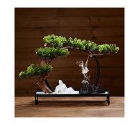Artificial Plants Indoor Artificial Bonsai Tree Wood Simulation Pine Pine Bonsai Living Room Entrance Home Decoration Ornaments Simulation tree (Color : Gold)