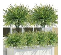 Artificial Plants Outdoor Artificial Grass Greenery Stems Fake Flowers Butterfly Shrub Bushes UV Resistant Fake Wheat Grass Plant Faux Plastic Plants for Indoor Window Garden Decor (9, Bushes)