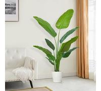 Artificial Plants Outdoor Indoor Bird of Paradise 160cm/5.25FT Large Fake Plant Tropical Palm Tree with 12 Leaves, Perfect Faux Plants in Pot for House Garden Home Decoration Housewarming Gift (1Pack)
