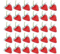 Artificial Plastic Strawberries for Kitchen Island Decor Shelf Arrangement and Studio Photography Food-Themed Backdrop Use (30pcs)