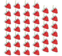 Artificial Plastic Strawberries for Kitchen Island Decor Shelf Arrangement and Studio Photography Food-Themed Backdrop Use (40pcs)