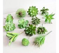 Artificial Plastic Succulent Plant Set for Home Office Decor, Realistic PVC Echeveria Flower Arrangement Faux Greenery Decoration for Living Room Desk Table(Green Pauline Heart)