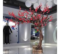 Artificial Plum Blossom Tree With Solid Wood Tree Trunk Red Realistic Artificiales Trees For Office Hotels Parks(B,2 * 2M)
