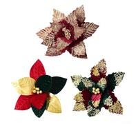 Artificial Poinsettia Flowers for Christmas Decorations, Made of Cloth Material with Flexible Stems to Create Custom Arrangements on Trees, Wreaths, and Staircases