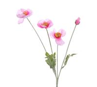 Artificial Poppies Flowers Gorgeous Silk Papaver Rhoeas Flocking Stem, Aesthetic Color Realistic Faux Bouquet (fushcia)