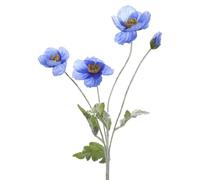 Artificial Poppies Flowers Gorgeous Silk Papaver Rhoeas Flocking Stem, Aesthetic Color Realistic Faux Bouquet (blue)