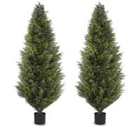 Artificial Potted Cedar Tree, 6ft UV-Resistant Modeling Tree, Outdoor Artificial, Simulated pre-Potted Fake Cypress Plant, 2 Sets, Suitable for Indoor and Outdoor Porch Gardens