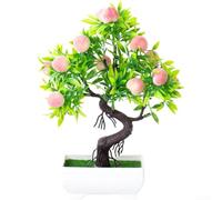 Artificial Potted Fruit Plant Silk Bonsai with Lifelike Strawberry Orange and Pepper, Faux Greenery Tabletop Decoration for Home Office Desk Bathroom or Event Display in Plastic Pot(O)