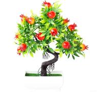 Artificial Potted Fruit Plant Silk Bonsai with Lifelike Strawberry Orange and Pepper, Faux Greenery Tabletop Decoration for Home Office Desk Bathroom or Event Display in Plastic Pot(R)
