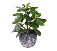 Artificial Potted Plant, Real Touch Artificial Oak Leaves Waterproof Fake Plants Indoor Outdoor, Eco Friendly Modern Concrete Greenery Plant Pots for Office Home Kitchen Shelf Farmhouse Decor